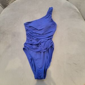 La Blanca Royal Blue One Shoulder Tummy Slimming Swimsuit Size 8